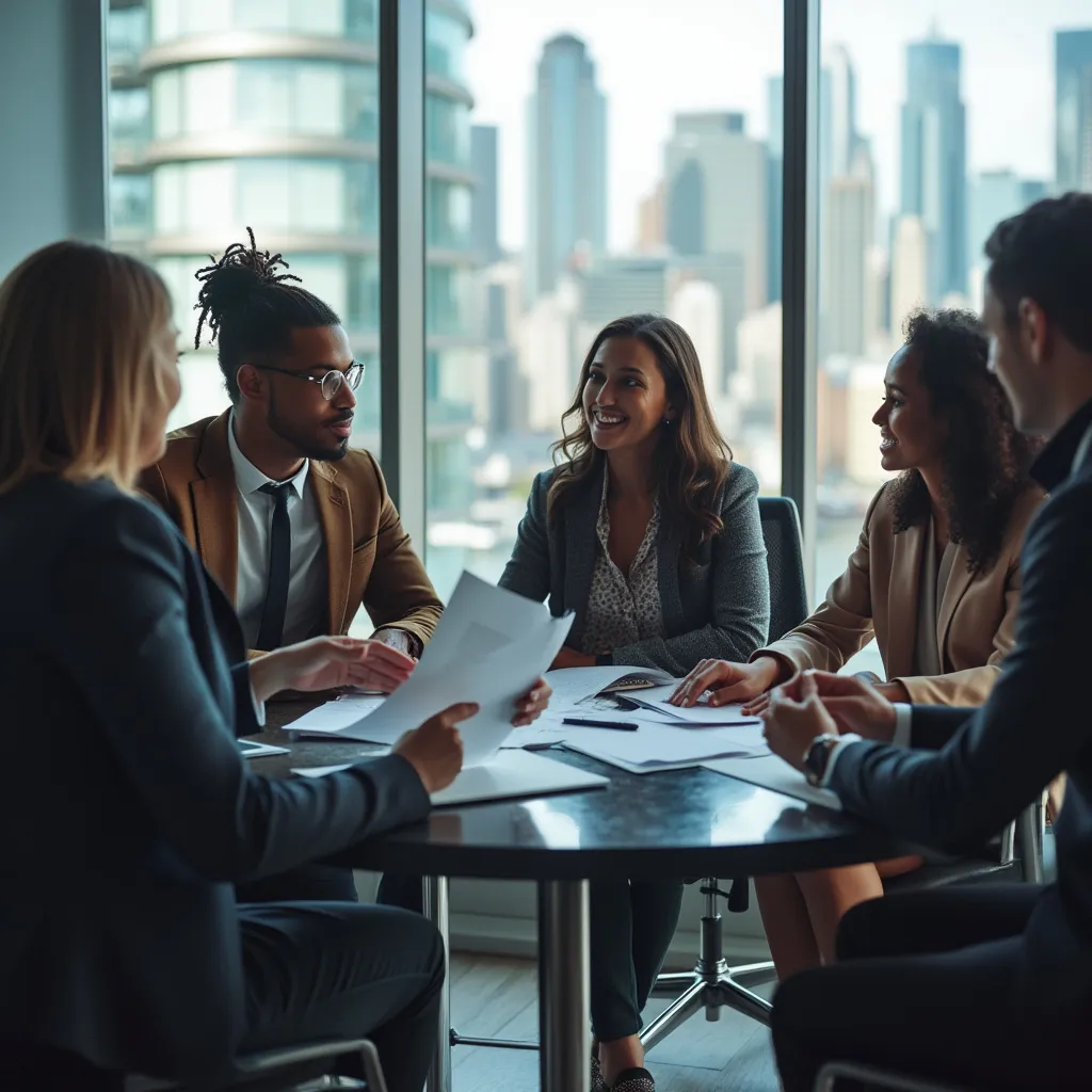 Diverse consulting team collaborating in a modern Canadian office